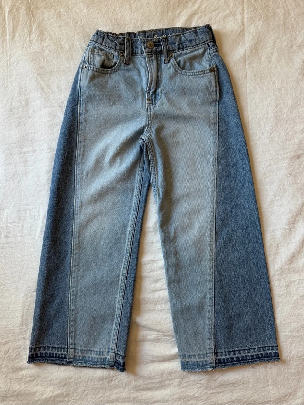 GapKids Girls Low Stride Wide Leg Jeans Size 6 Raw Hem